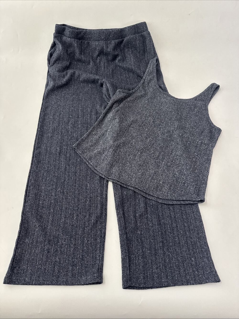Live 2 Lounge Women's 2-Piece Cable Knit Textured Lounge Set Navy Size Large
